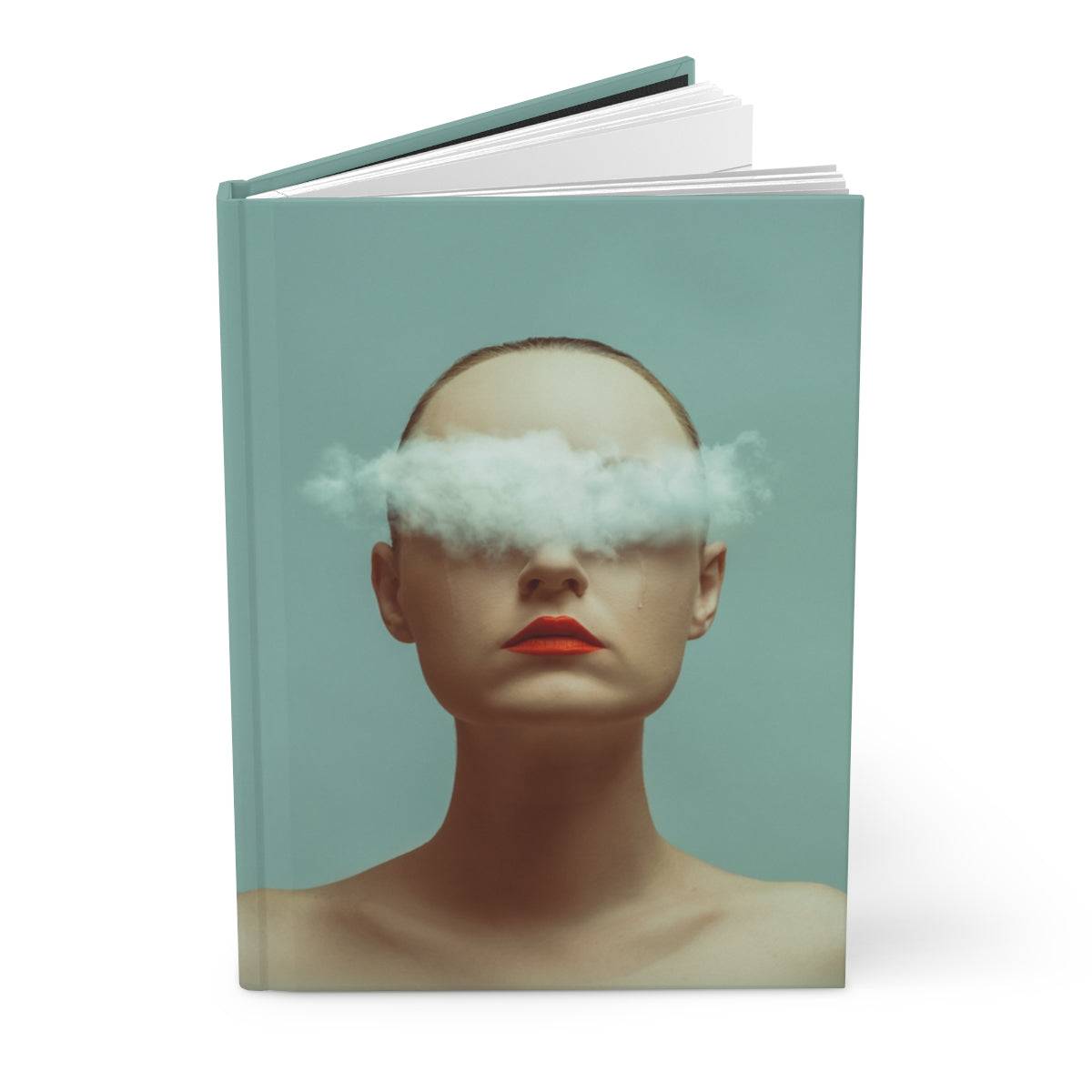 Cloud on woman's face notebook